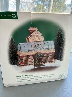 Department 56 Regent Street Coffeehouse - Green, Tan and Red Holiday Building